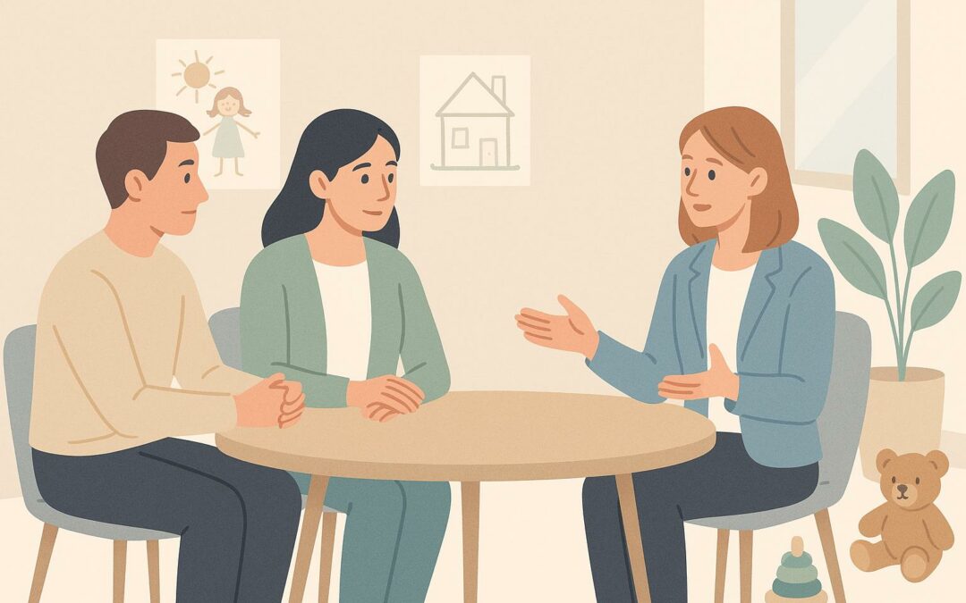 Parents en médiation familiale pour résoudre un conflit parental de manière amiable